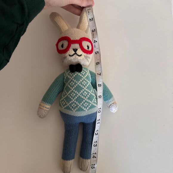 Cuddle + Kind Benedict the Bunny with Glasses Plush Stuffed Animal Rabbit - Picture 6 of 6
